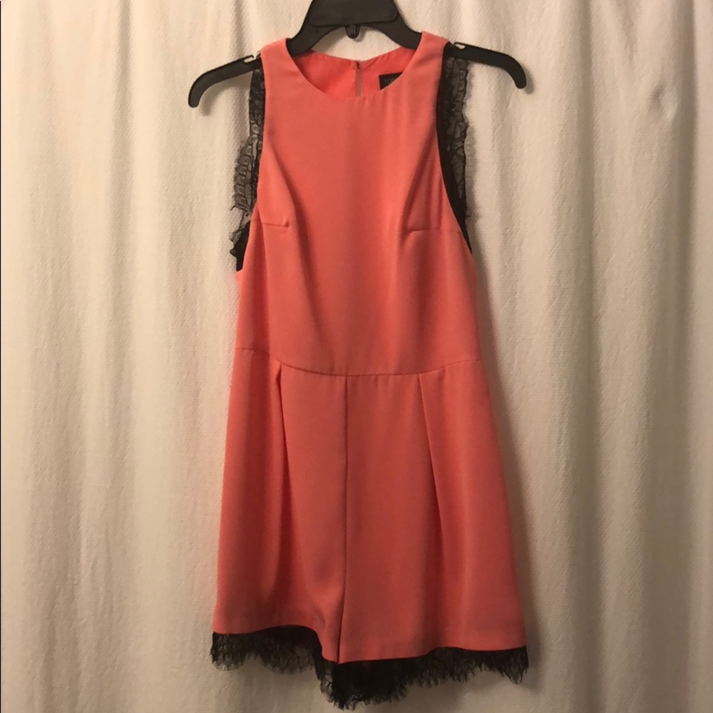 Top shop coral romper with black lace